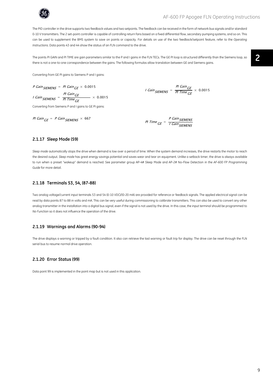 Af-600 fp apogee fln operating instructions | GE Industrial Solutions AF-600 FP Apogee_FLN User Manual | Page 10 / 32