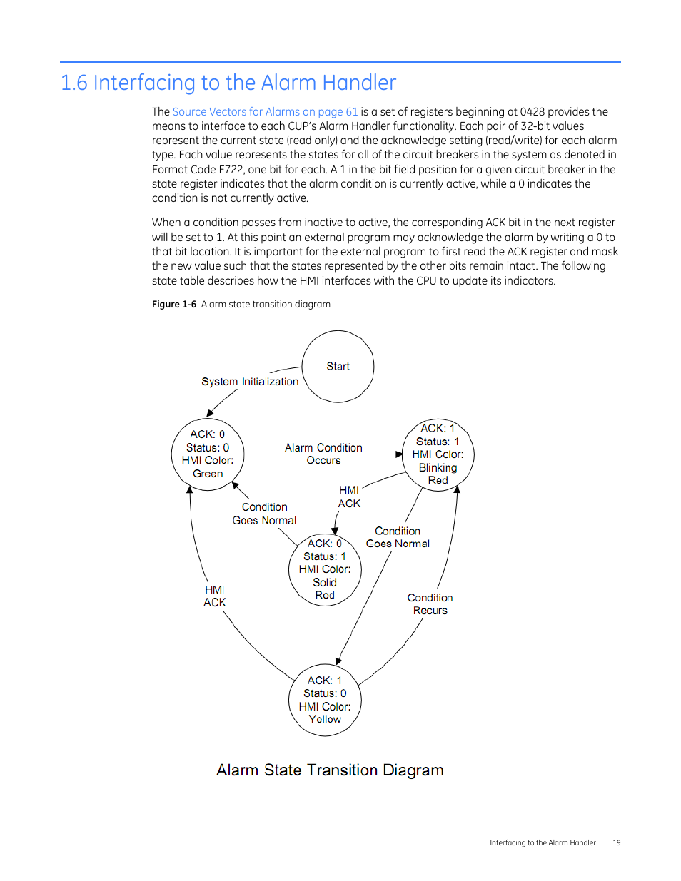 1head - 1.6 interfacing to the alarm handler, 6 interfacing to the alarm handler | GE Industrial Solutions Entellisys 5.0 Integrator's Guide User Manual | Page 19 / 162