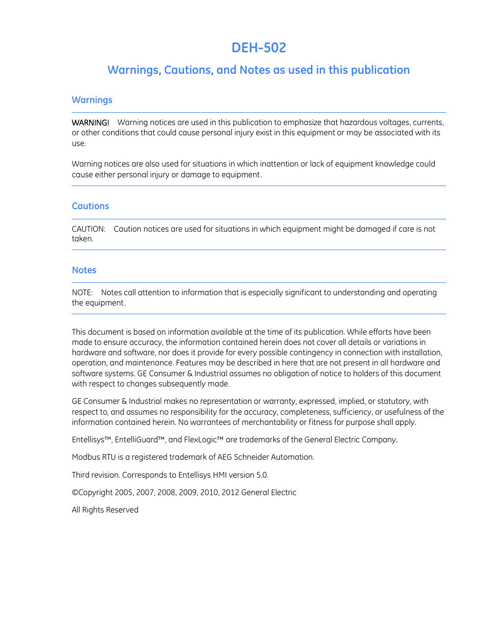 Deh-502 | GE Industrial Solutions Entellisys 5.0 Integrator's Guide User Manual | Page 3 / 162