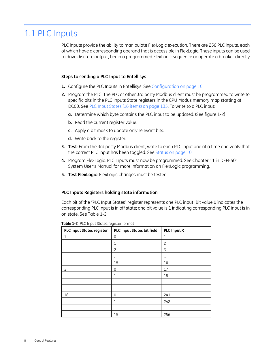 1head - 1.1 plc inputs, 1 plc inputs | GE Industrial Solutions Entellisys 5.0 Integrator's Guide User Manual | Page 8 / 162