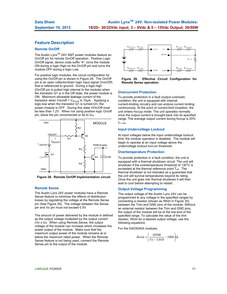 Feature description, Austin lynx | GE Industrial Solutions Austin Lynx 24V User Manual | Page 11 / 19