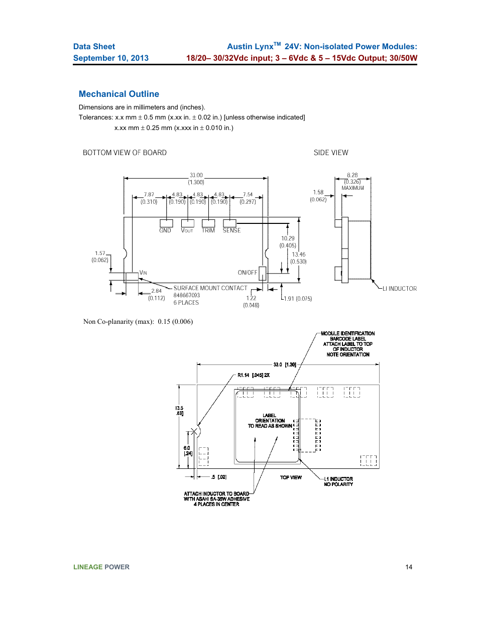 GE Industrial Solutions Austin Lynx 24V User Manual | Page 14 / 19