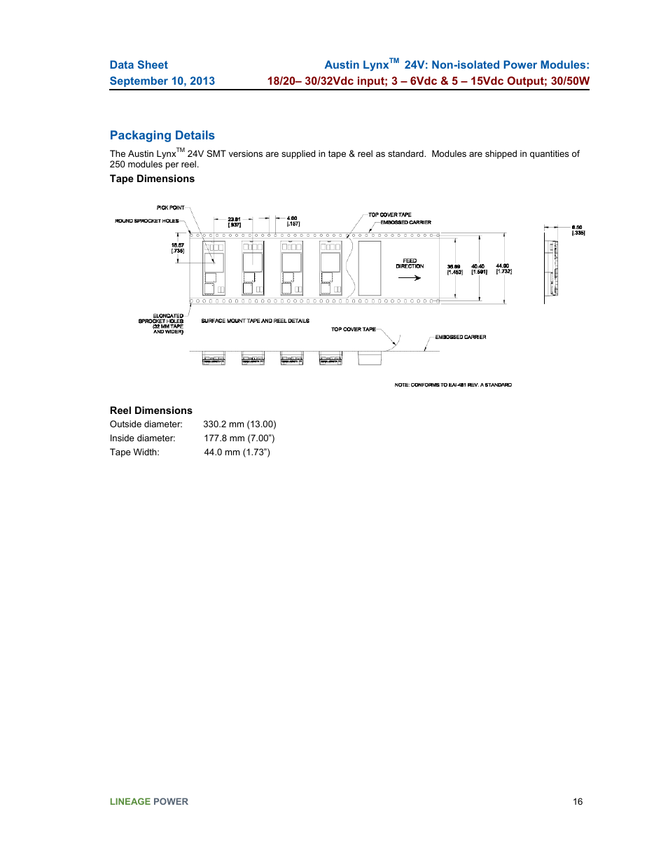 GE Industrial Solutions Austin Lynx 24V User Manual | Page 16 / 19