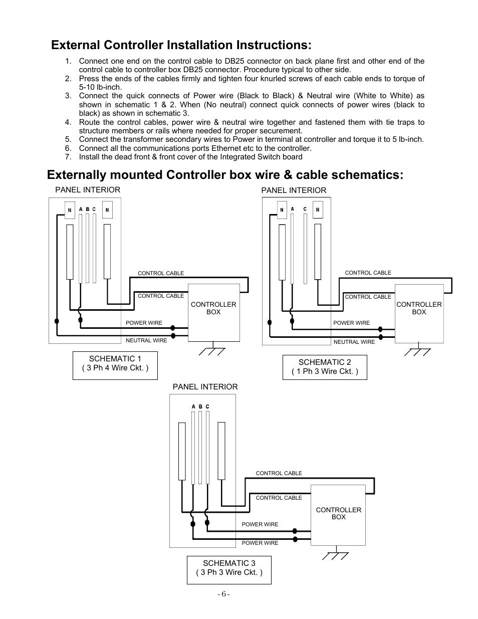 External controller installation instructions | GE Industrial Solutions A Series Lighting Control Panelboards Installation User Manual | Page 6 / 8