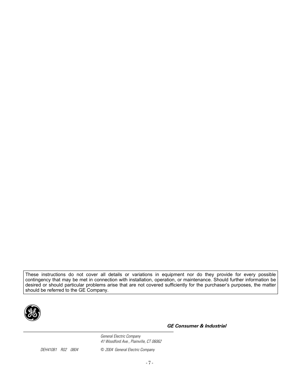GE Industrial Solutions A Series Lighting Control Panelboards Installation User Manual | Page 7 / 8