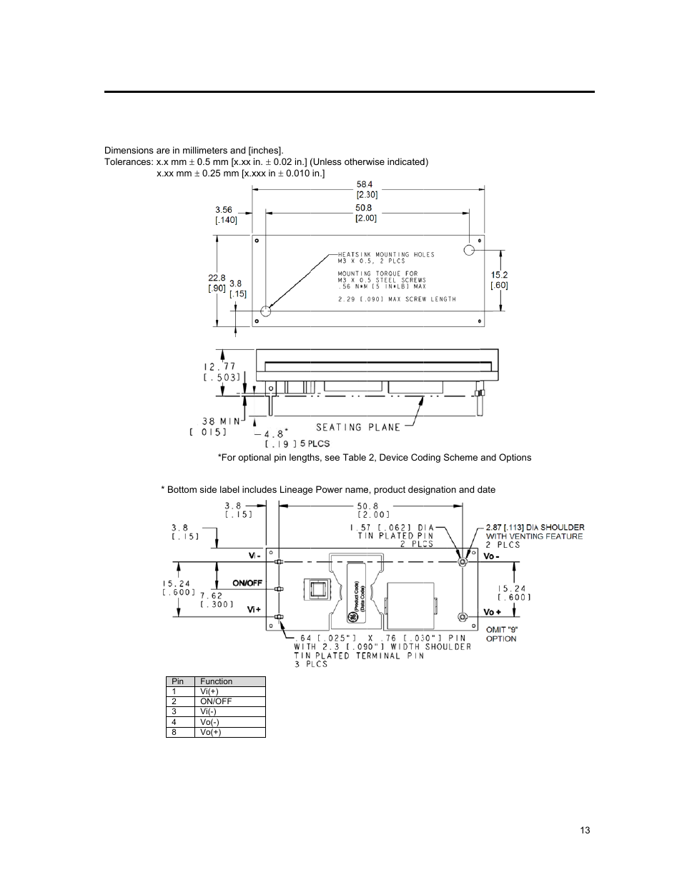 GE Industrial Solutions EBVW017A0S14R0 Series User Manual | Page 13 / 15
