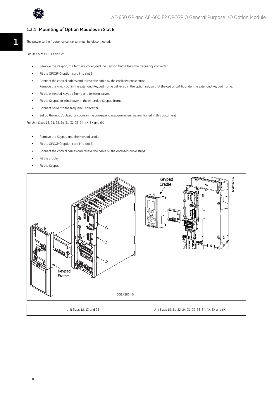 1 mounting of option modules in slot b | GE Industrial Solutions AF-650 GP OPCGPIO General Purpose I_O Option Module User Manual | Page 5 / 7
