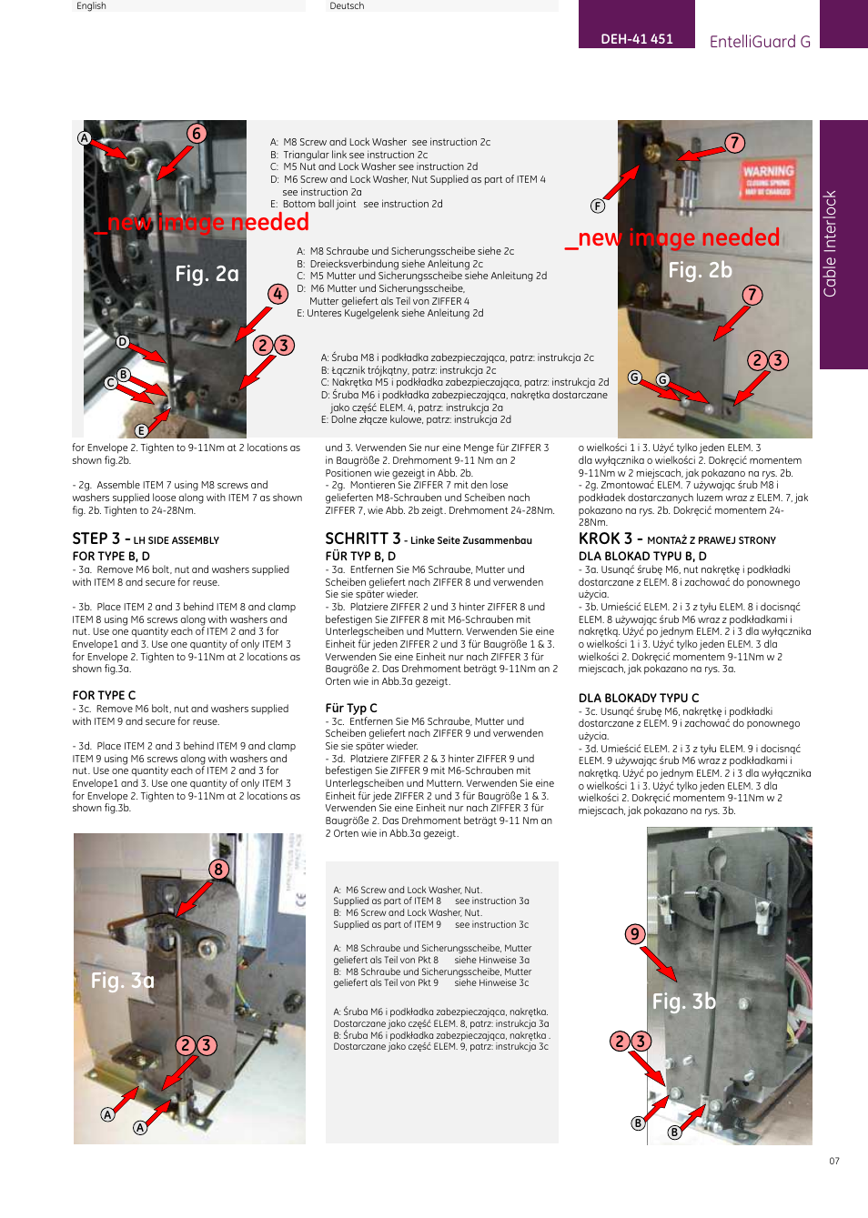 New image needed, Fig. 3a, Fig. 3b | Fig. 2a, Fig. 2b | GE Industrial Solutions EntelliGuard G Cable Interlock (Fixed Breaker) User Manual | Page 7 / 16