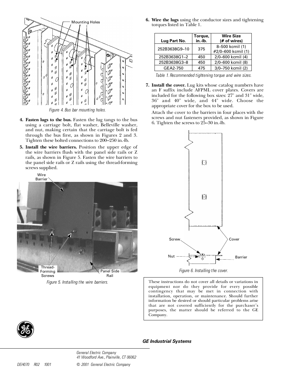GE Industrial Solutions Spectra Series Power Panelboards AMB Main Lug Kit User Manual | Page 2 / 2