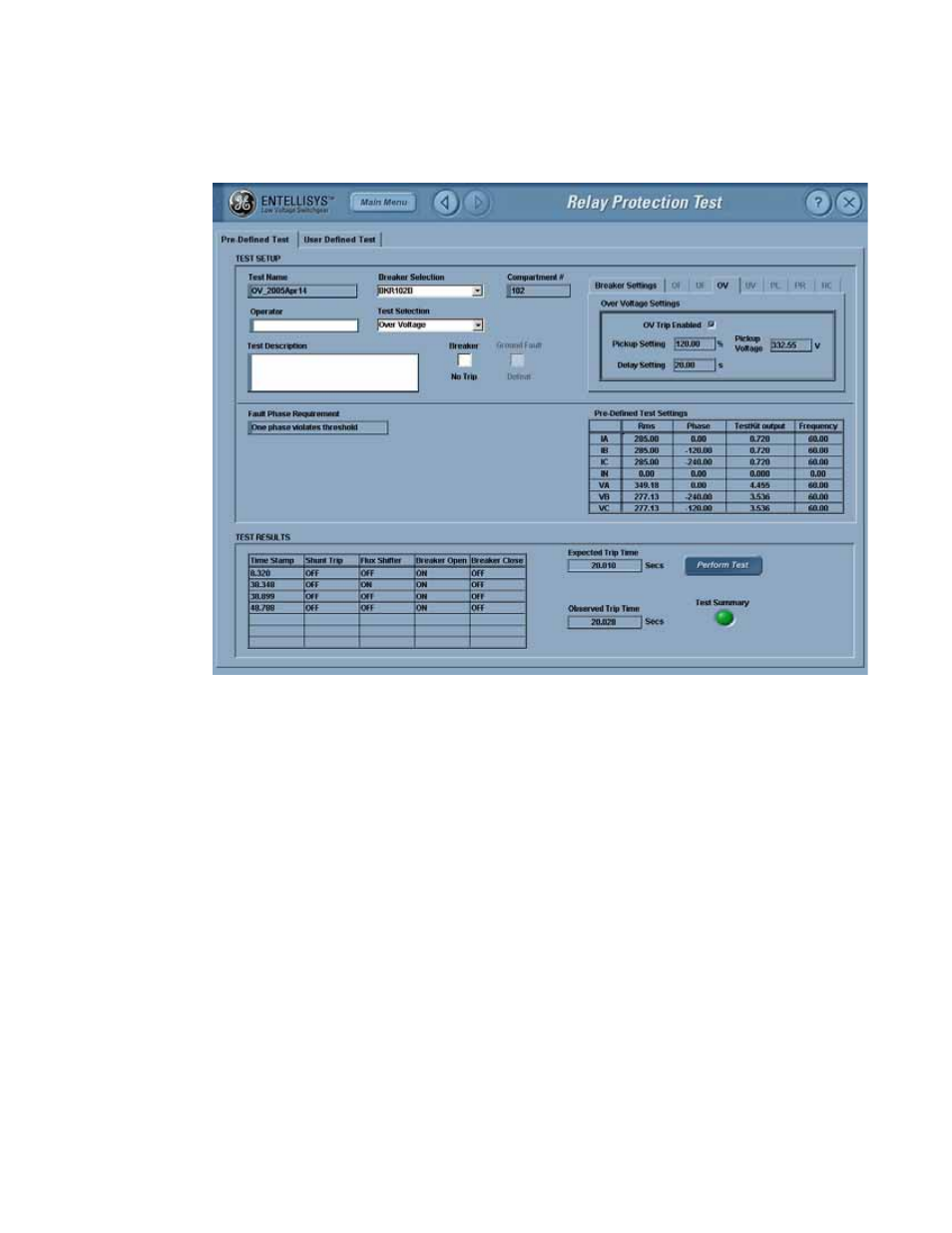 1 pre defined test | GE Industrial Solutions Entellisys System Test Kit User Manual | Page 33 / 64