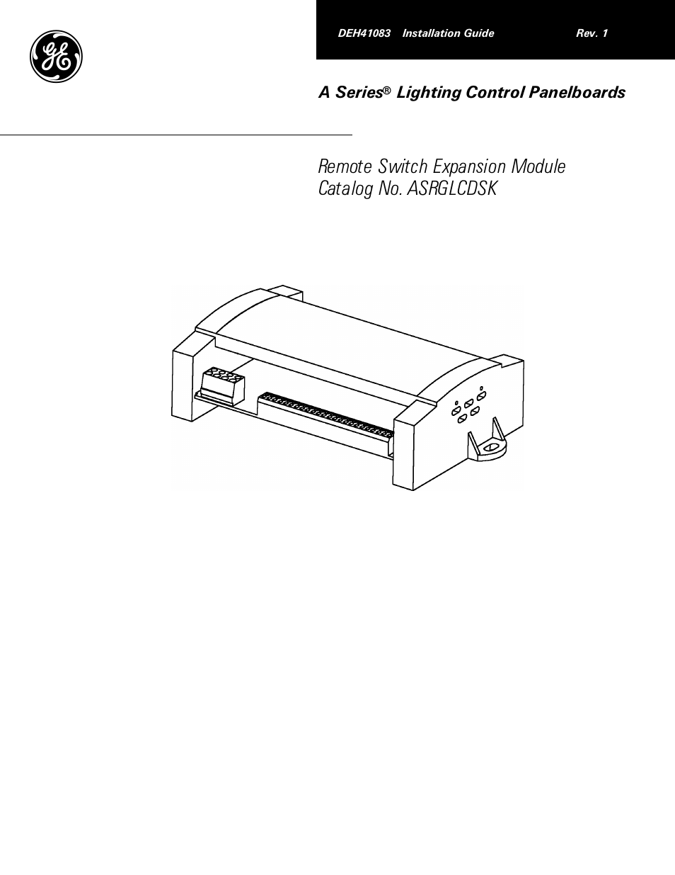 GE Industrial Solutions A Series Lighting Control Panelboards Remote Switch Expansion Module ASRGLCDSK User Manual | 8 pages