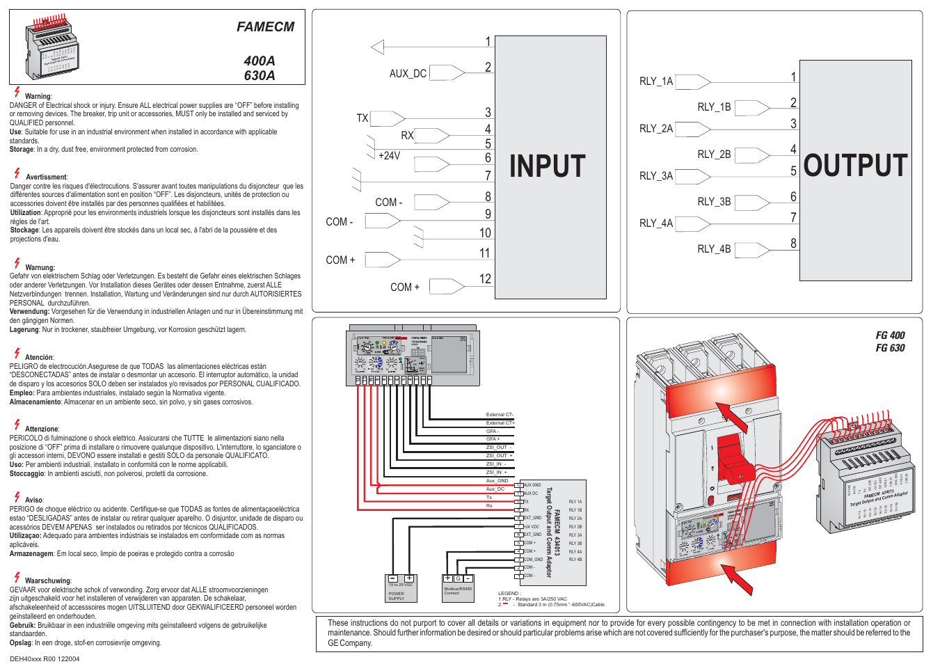 Input, Output | GE Industrial Solutions Record Plus FG600 SMR2 Communications External Contact Module User Manual | Page 2 / 2