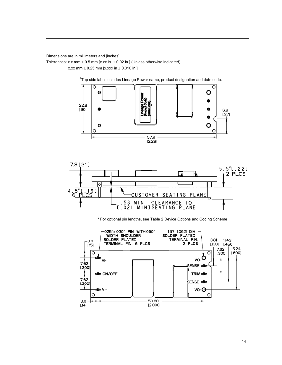 GE Industrial Solutions EVW010A0B Series (Eighth-Brick) User Manual | Page 14 / 18
