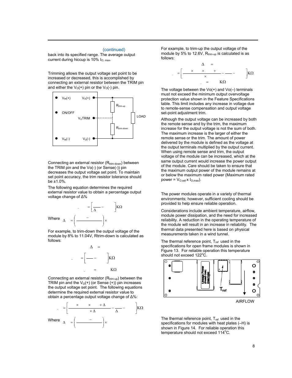 Feature descriptions, Thermal considerations | GE Industrial Solutions EVW010A0B Series (Eighth-Brick) User Manual | Page 8 / 18