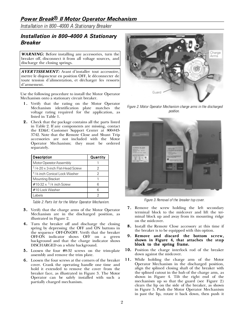 GE Industrial Solutions Power Break II Motor Operator User Manual | Page 2 / 12