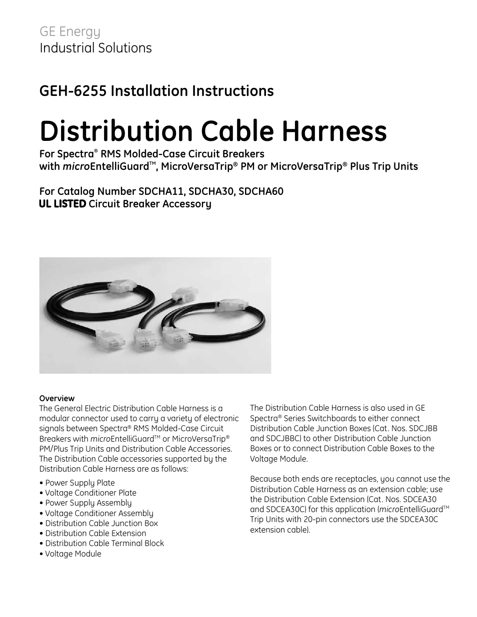 GE Industrial Solutions Distribution Cable Harness User Manual | 8 pages