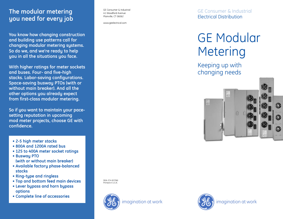 GE Industrial Solutions Modular Metering User Manual | 2 pages