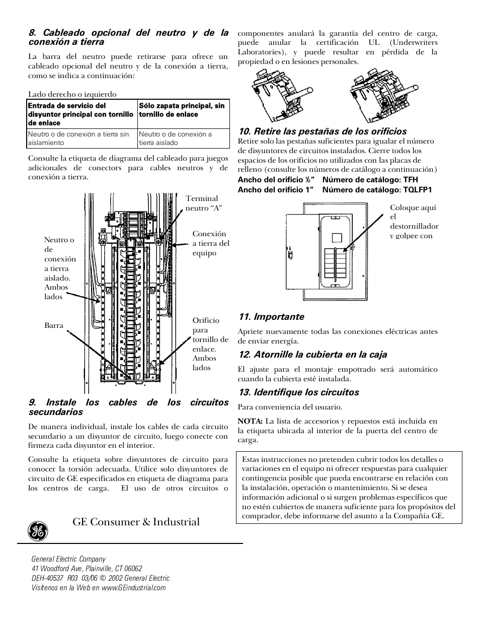 Ge consumer & industrial | GE Industrial Solutions Power Mark Gold Load Centers User Manual | Page 4 / 4
