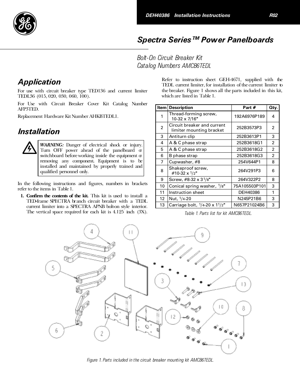 GE Industrial Solutions Spectra Series Power Panelboards AMCB6TEDL User Manual | 4 pages
