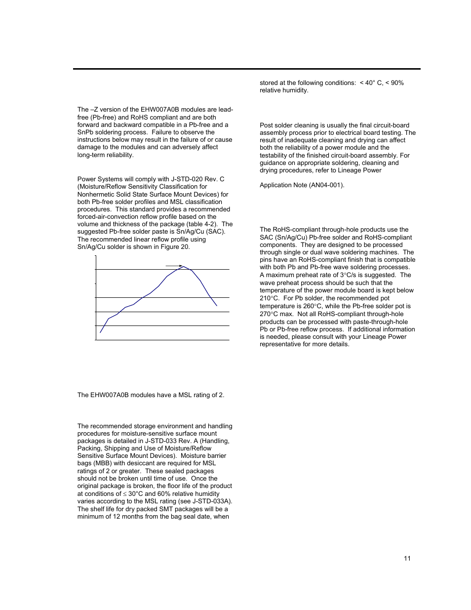Surface mount information, Through-hole lead-free soldering information | GE Industrial Solutions EHW007A0B Series (Eighth-Brick) User Manual | Page 11 / 18