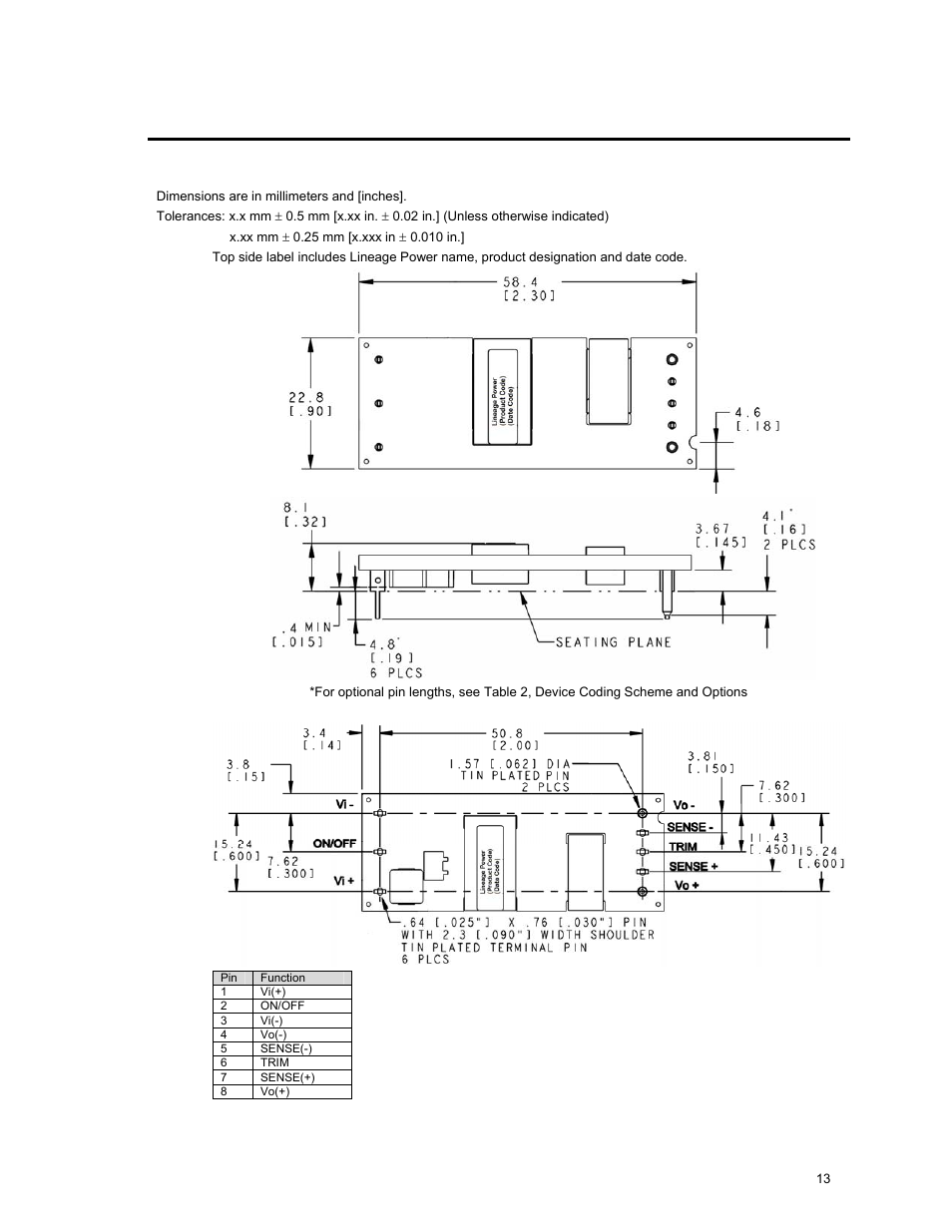 GE Industrial Solutions EHW007A0B Series (Eighth-Brick) User Manual | Page 13 / 18