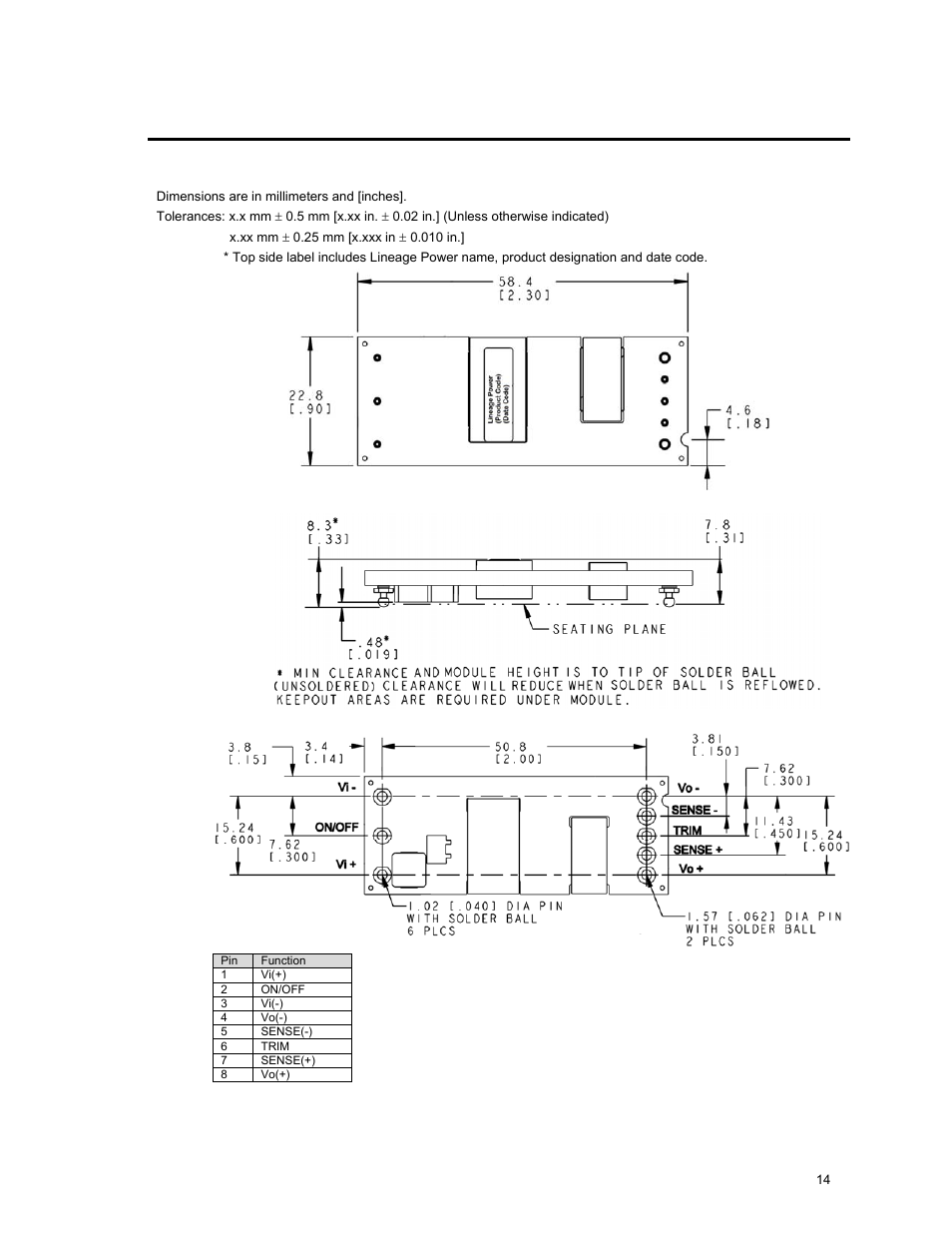 GE Industrial Solutions EHW007A0B Series (Eighth-Brick) User Manual | Page 14 / 18