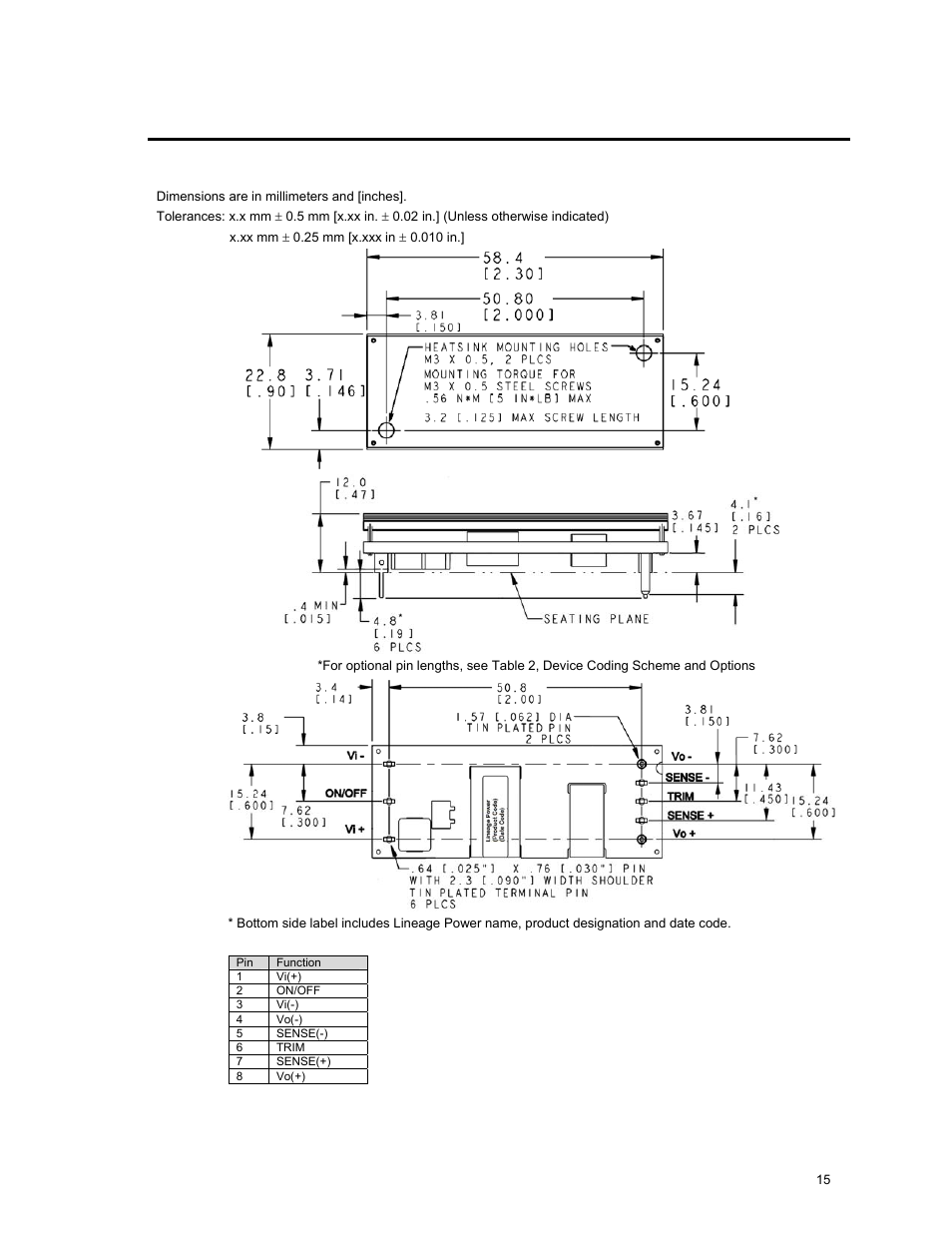 GE Industrial Solutions EHW007A0B Series (Eighth-Brick) User Manual | Page 15 / 18