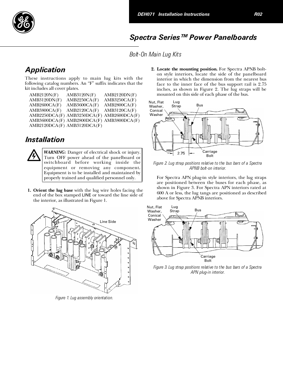 GE Industrial Solutions Spectra Series Power Panelboards Bolt-On Main Lug Kits User Manual | 4 pages