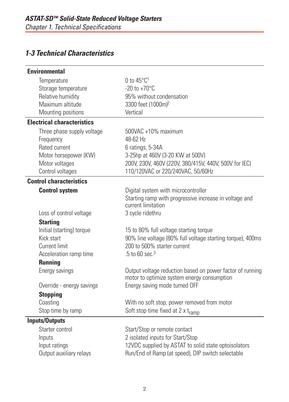 3 technical characteristics | GE Industrial Solutions ASTAT-SD Solid-State Reduced Voltage Starter User Manual | Page 6 / 20