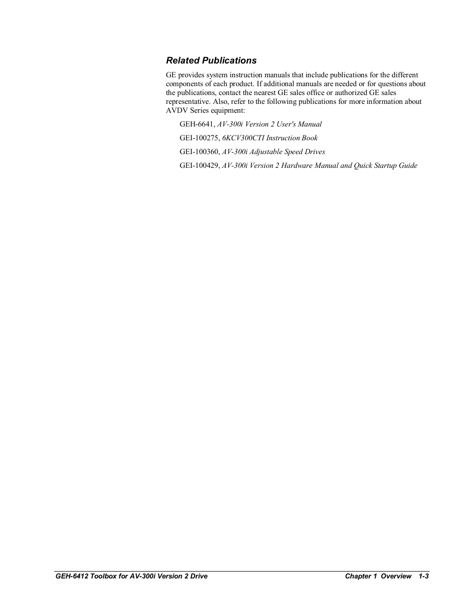 Related publications | GE Industrial Solutions Control System Toolbox For an AV-300i Version 2 Drive User Manual | Page 13 / 80