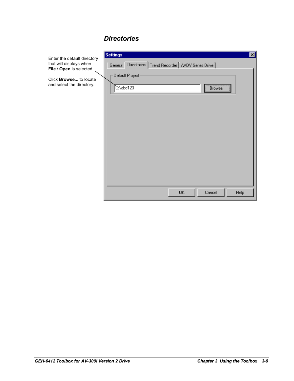 Directories | GE Industrial Solutions Control System Toolbox For an AV-300i Version 2 Drive User Manual | Page 27 / 80