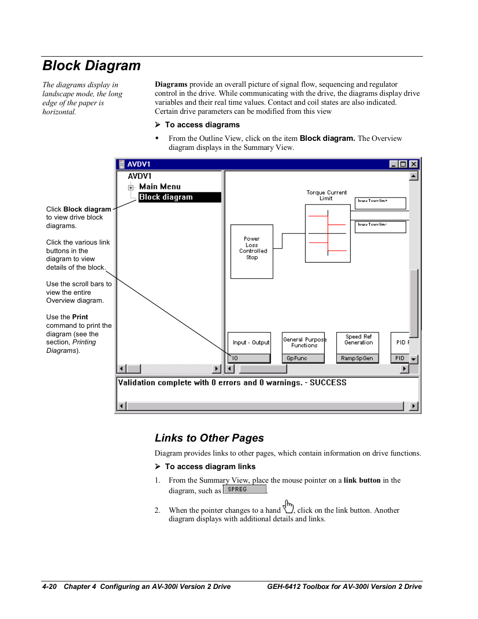 Block diagram, Links to other pages | GE Industrial Solutions Control System Toolbox For an AV-300i Version 2 Drive User Manual | Page 50 / 80