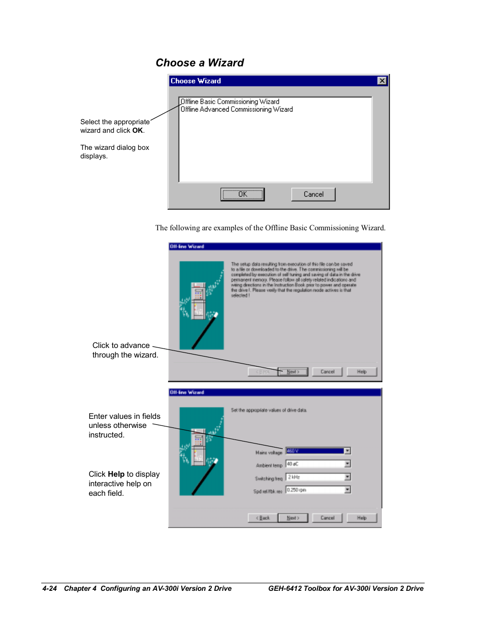 Choose a wizard | GE Industrial Solutions Control System Toolbox For an AV-300i Version 2 Drive User Manual | Page 54 / 80