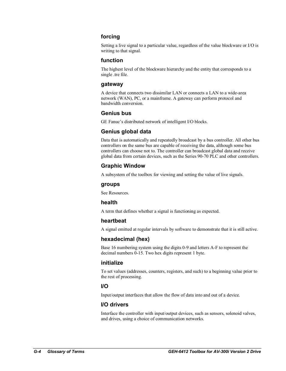 GE Industrial Solutions Control System Toolbox For an AV-300i Version 2 Drive User Manual | Page 72 / 80