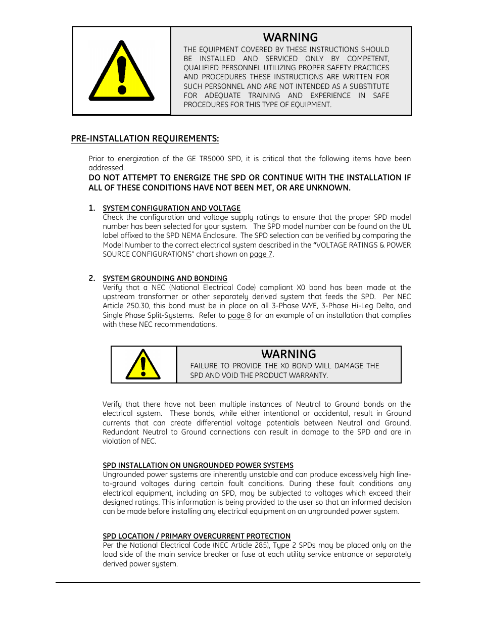 Warning | GE Industrial Solutions GE TR5000 Series User Manual | Page 6 / 18