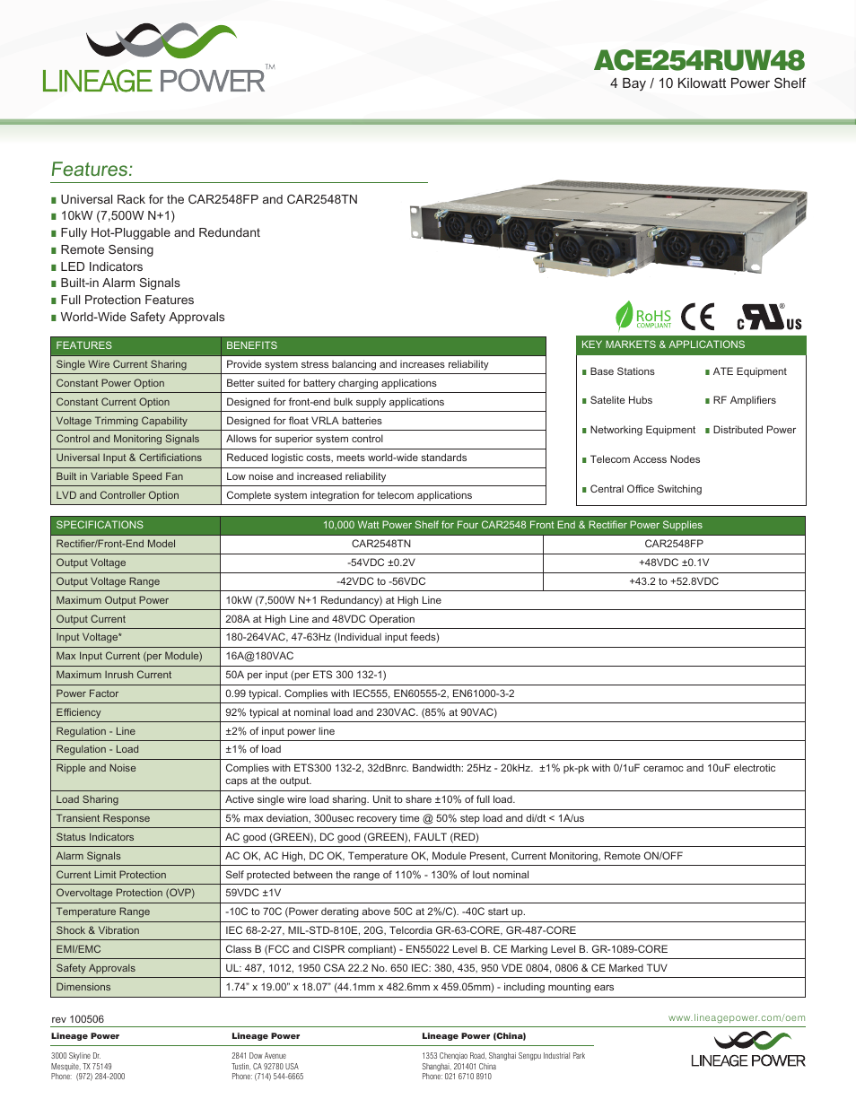 GE Industrial Solutions ACE254RUW48 User Manual | 2 pages