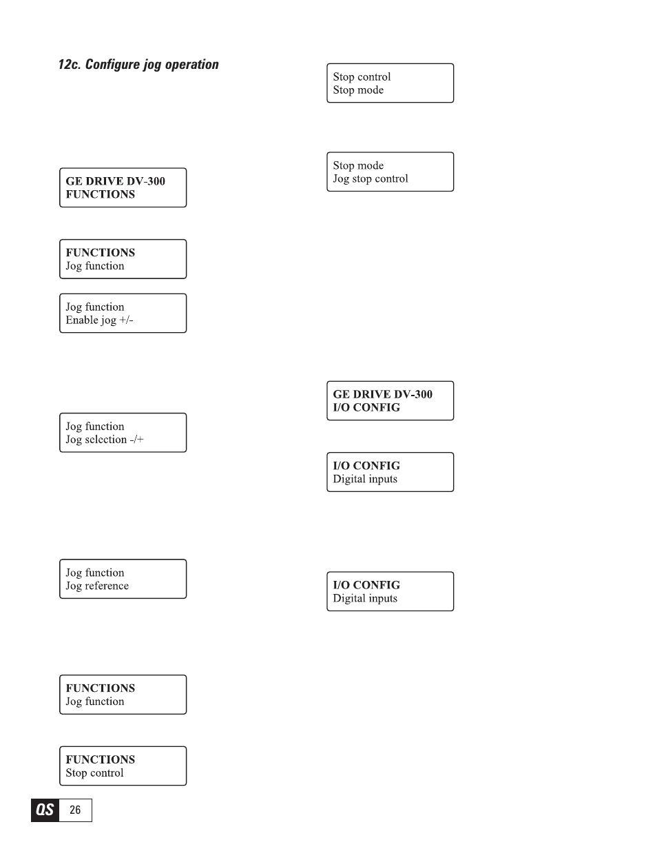 12c. configure jog operation | GE Industrial Solutions DV-300 DC Quick Start User Manual | Page 26 / 32