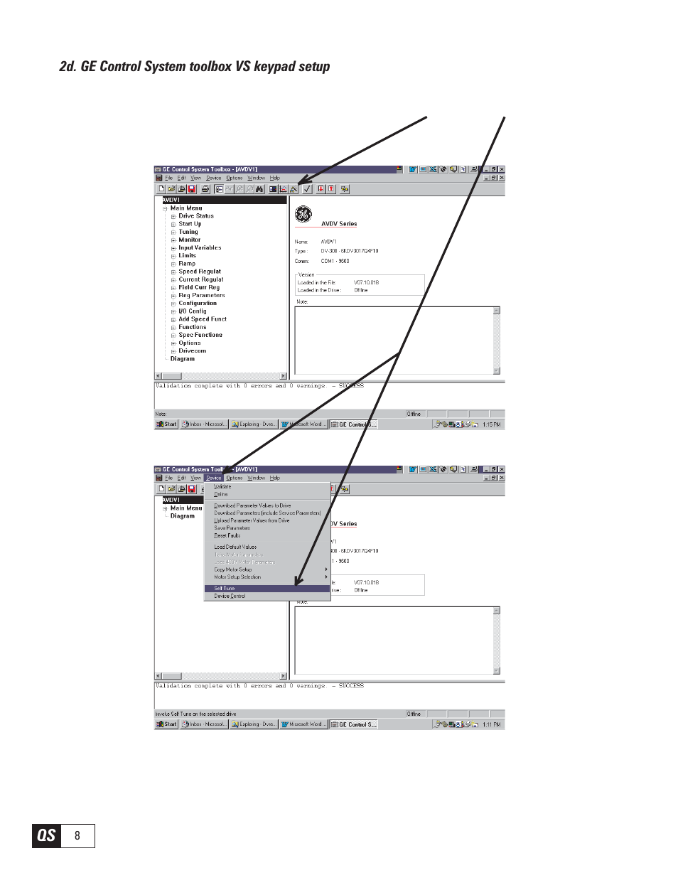 2d. ge control system toolbox vs keypad setup | GE Industrial Solutions DV-300 DC Quick Start User Manual | Page 8 / 32