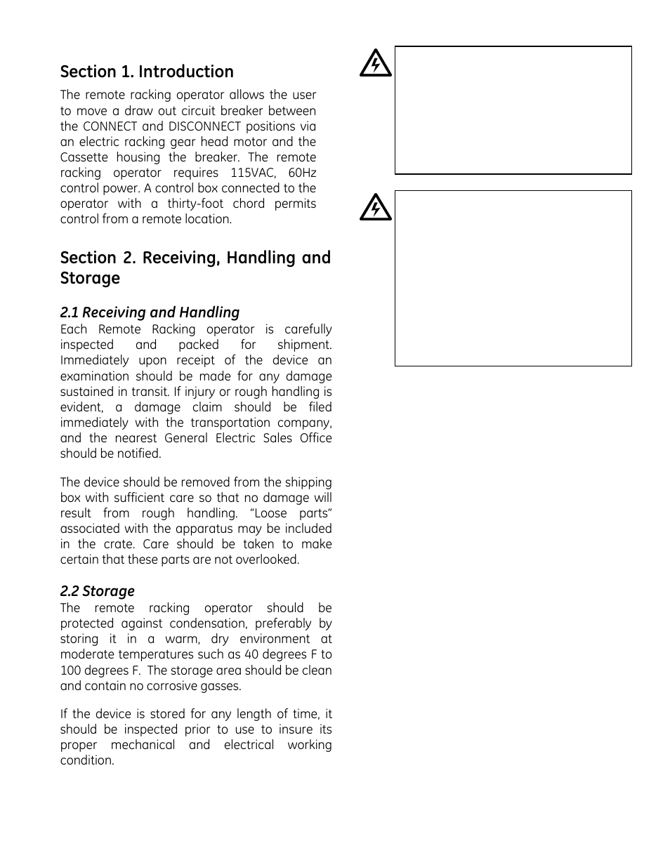GE Industrial Solutions Remote Racking Operator: Low Voltage EntelliGuard G Circuit Breakers User Manual | Page 2 / 6