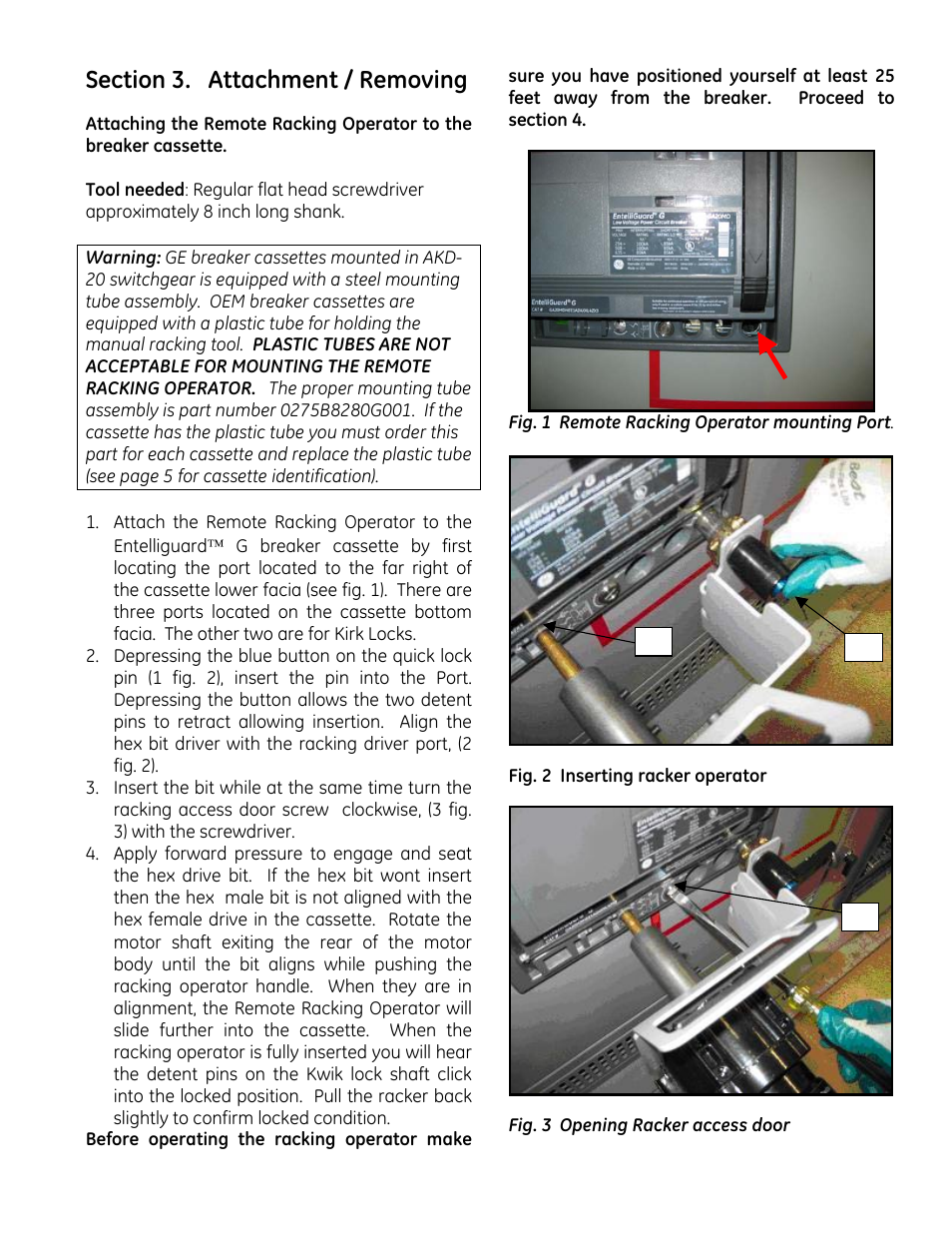 GE Industrial Solutions Remote Racking Operator: Low Voltage EntelliGuard G Circuit Breakers User Manual | Page 3 / 6