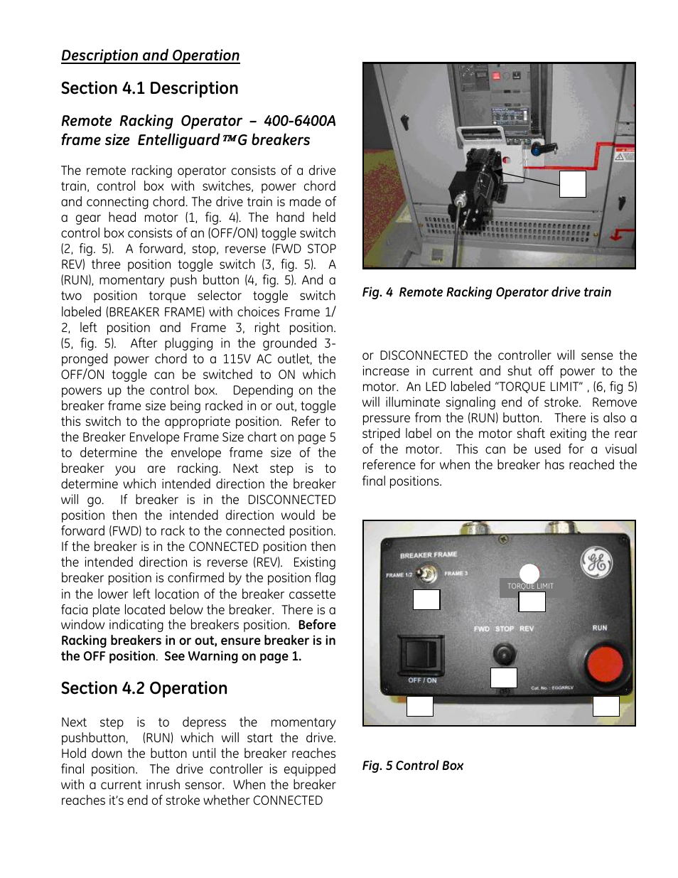 GE Industrial Solutions Remote Racking Operator: Low Voltage EntelliGuard G Circuit Breakers User Manual | Page 4 / 6