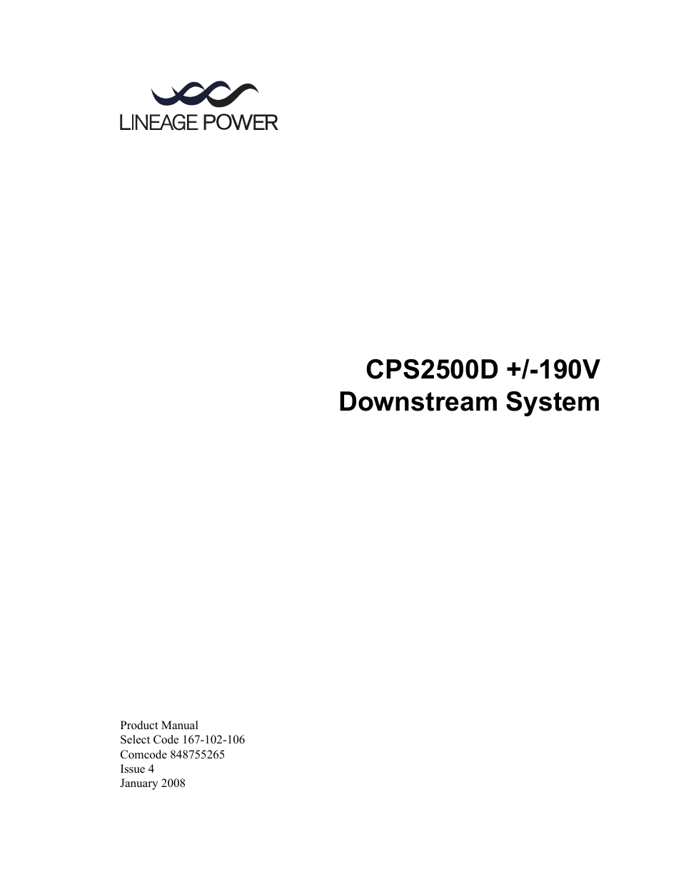 GE Industrial Solutions CPS2500D +-190V User Manual | 56 pages