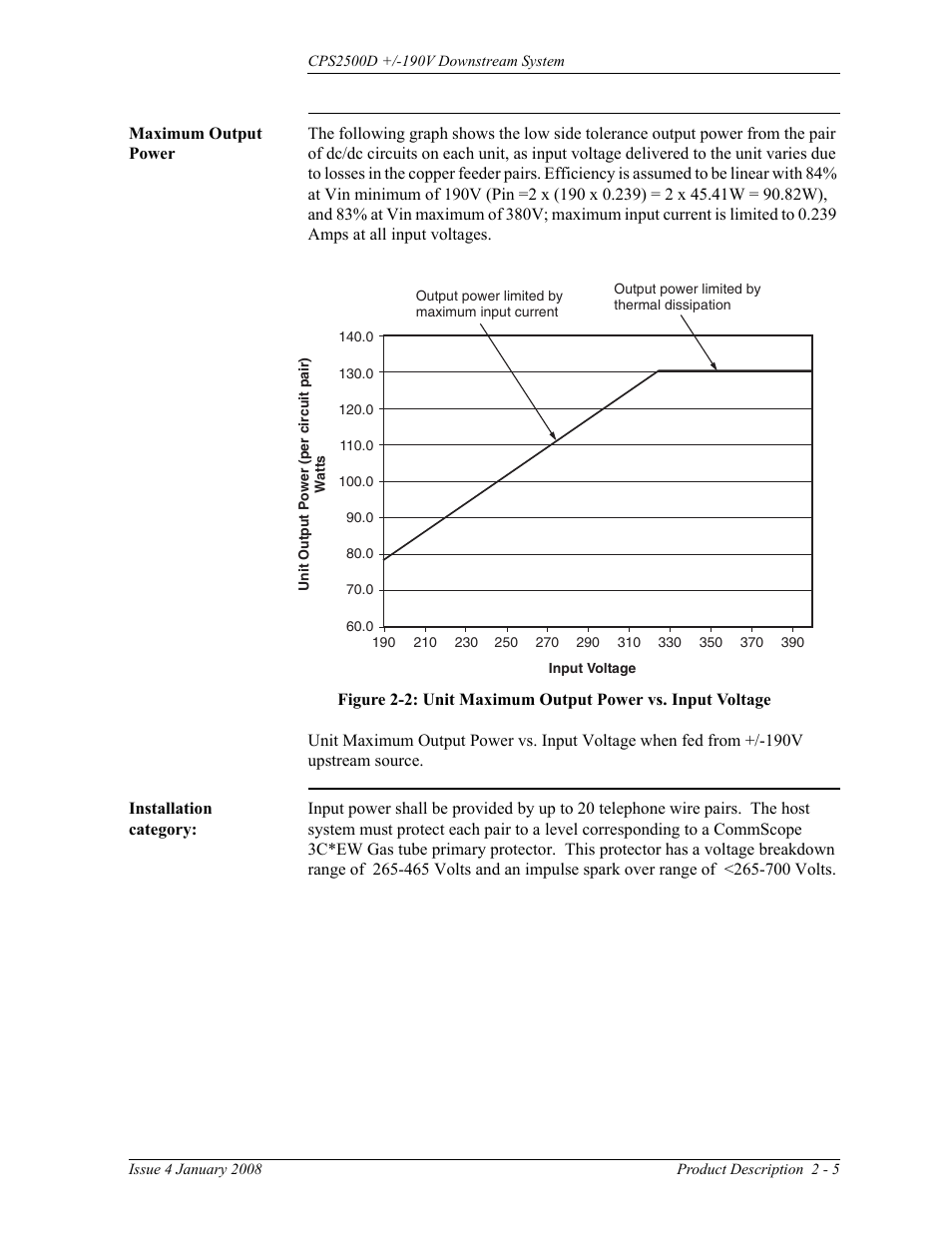 Maximum output power, Installation category | GE Industrial Solutions CPS2500D +-190V User Manual | Page 17 / 56