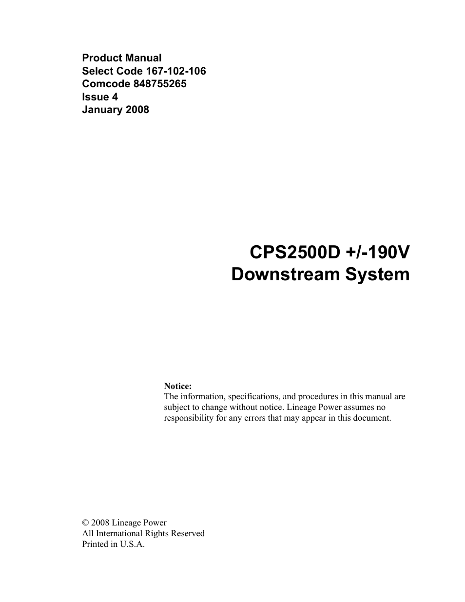 GE Industrial Solutions CPS2500D +-190V User Manual | Page 3 / 56