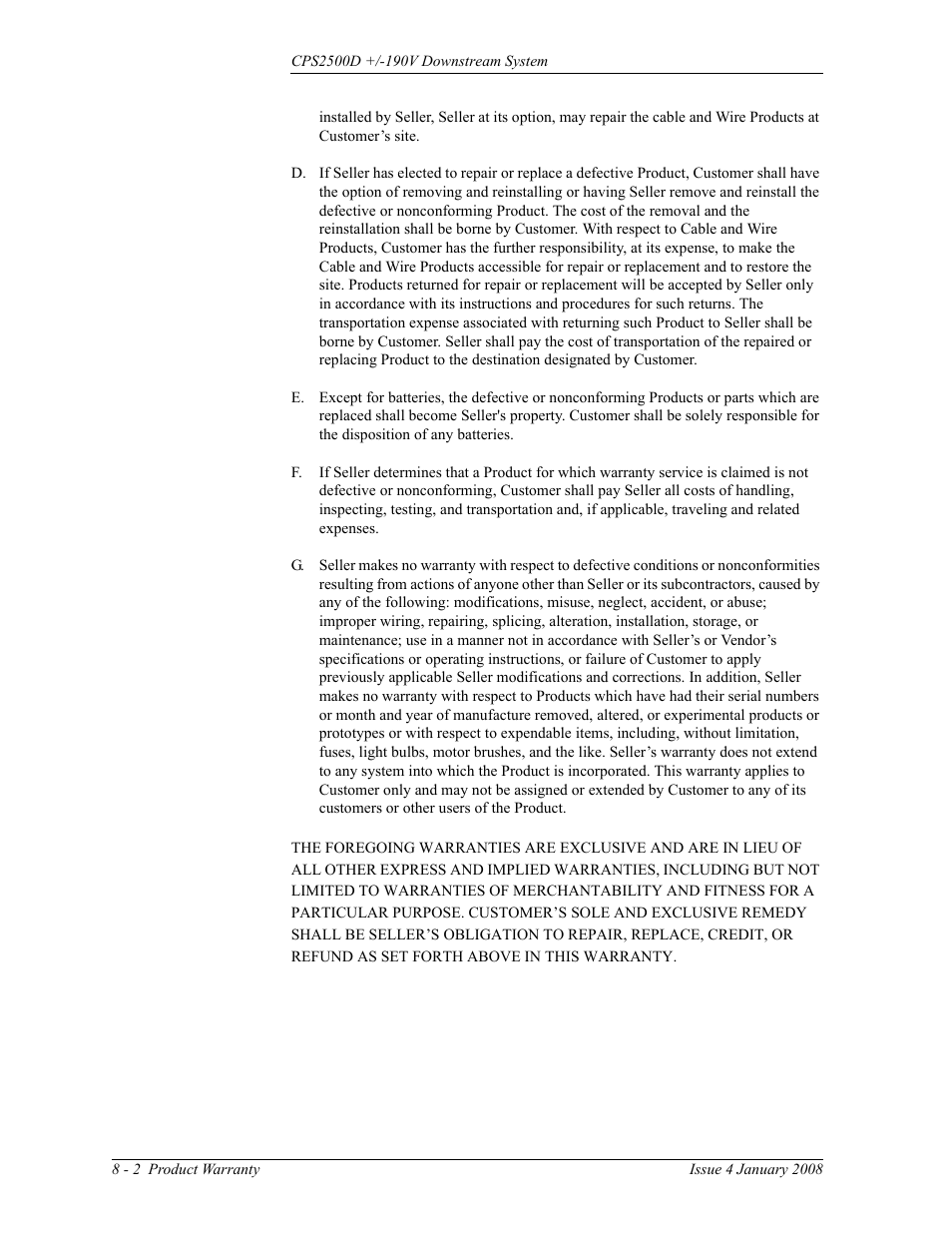 GE Industrial Solutions CPS2500D +-190V User Manual | Page 52 / 56