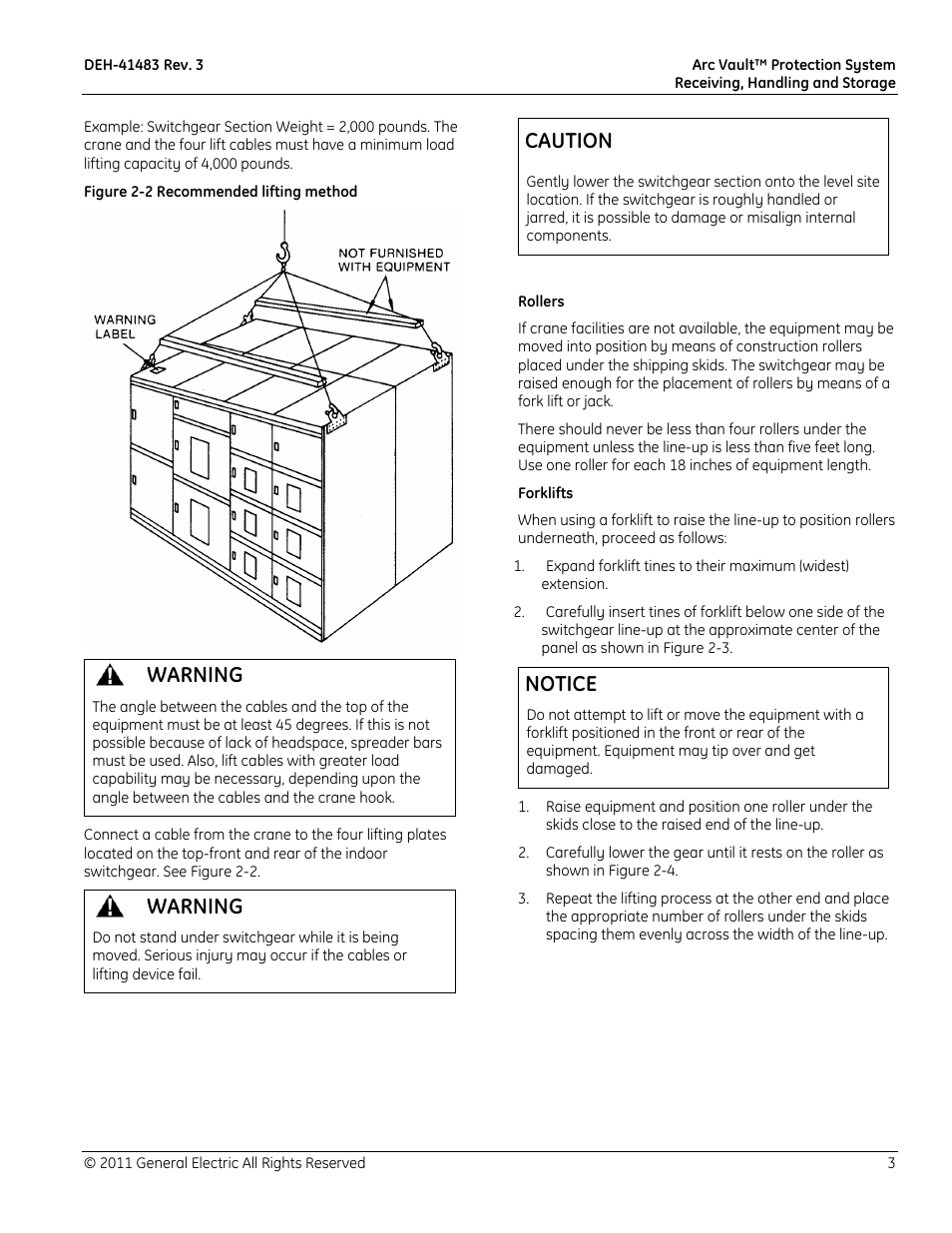 Warning, Caution, Notice | GE Industrial Solutions Arc Vault Protection System User Manual | Page 11 / 51