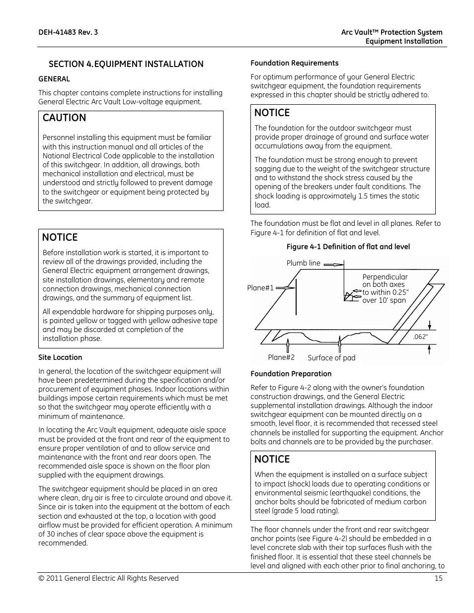 Caution, Notice | GE Industrial Solutions Arc Vault Protection System User Manual | Page 23 / 51