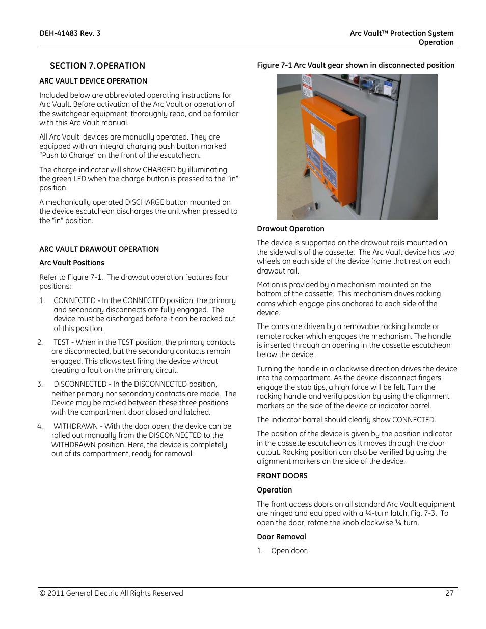 GE Industrial Solutions Arc Vault Protection System User Manual | Page 35 / 51