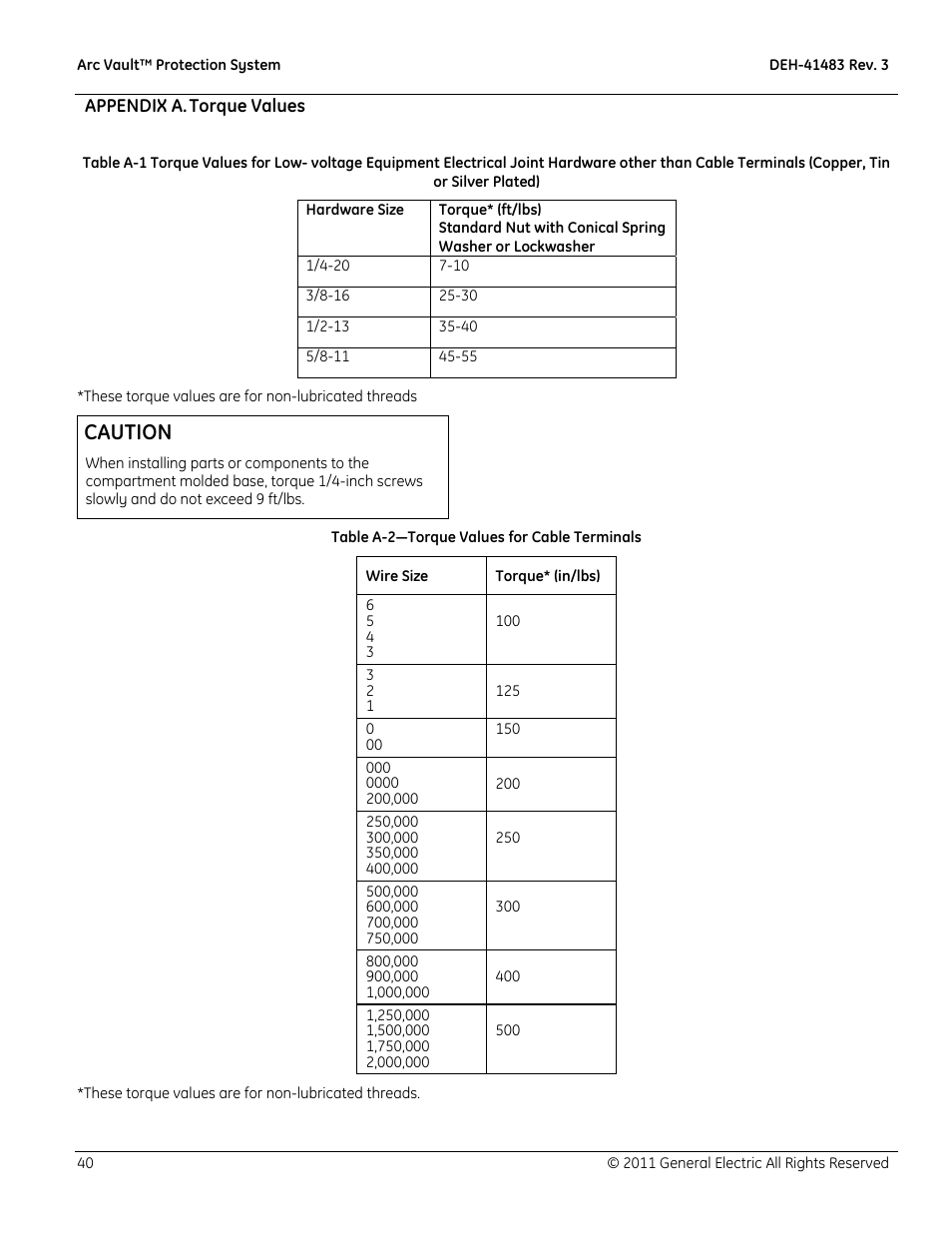 Caution | GE Industrial Solutions Arc Vault Protection System User Manual | Page 48 / 51