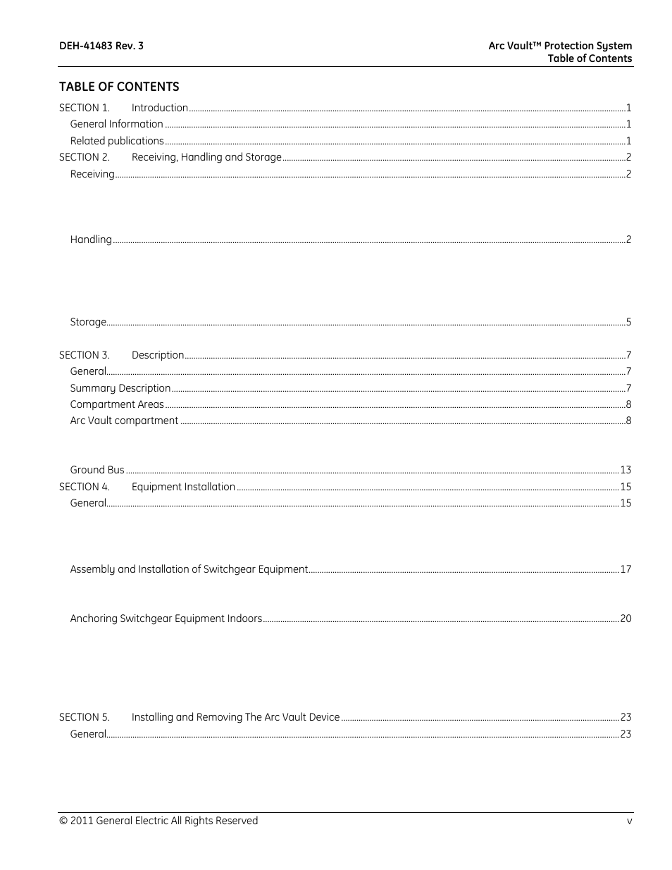 GE Industrial Solutions Arc Vault Protection System User Manual | Page 5 / 51